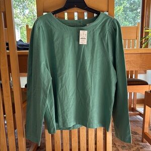J. Crew Green Boxy Long Sleeve Blouse